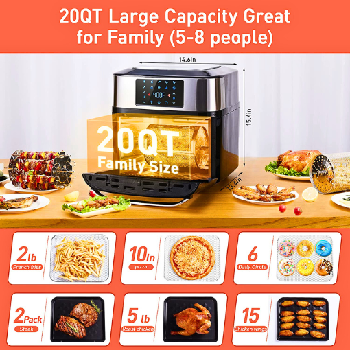 10-in-1 20 QT Airfryer Oven with Visible Cooking Window