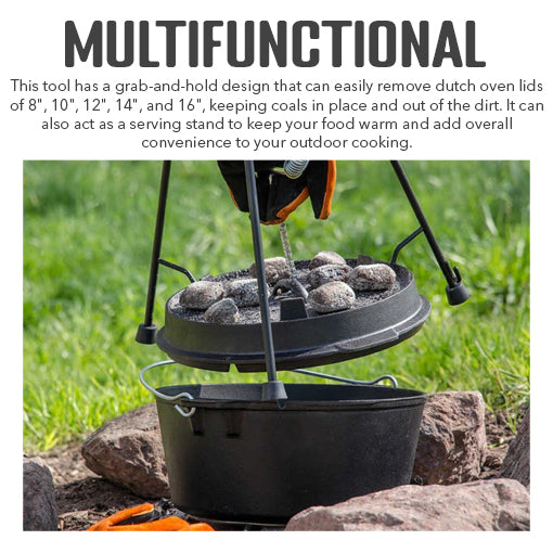 FastConvenient Camp Dutch Oven Lid Holder & Serving Stand
